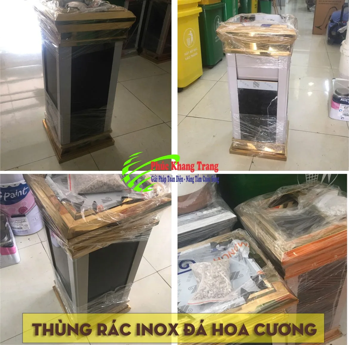Thùng rác inox đá hoa cương